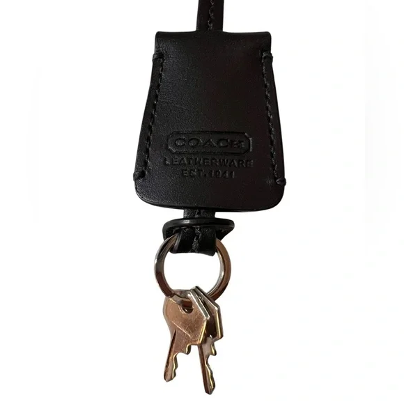 Coach Silver Padlock and Black Leather Clochette with two keys - Picture 6 of 15